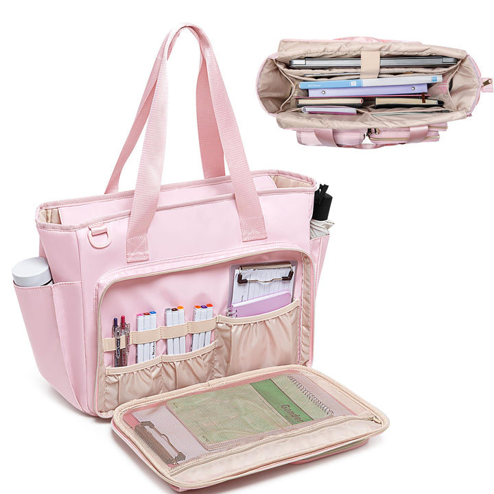 Fasrom Lehrertasche mit Laptopfach, Lehrer Arbeitstasche für Frauen, Rosa, Rosa