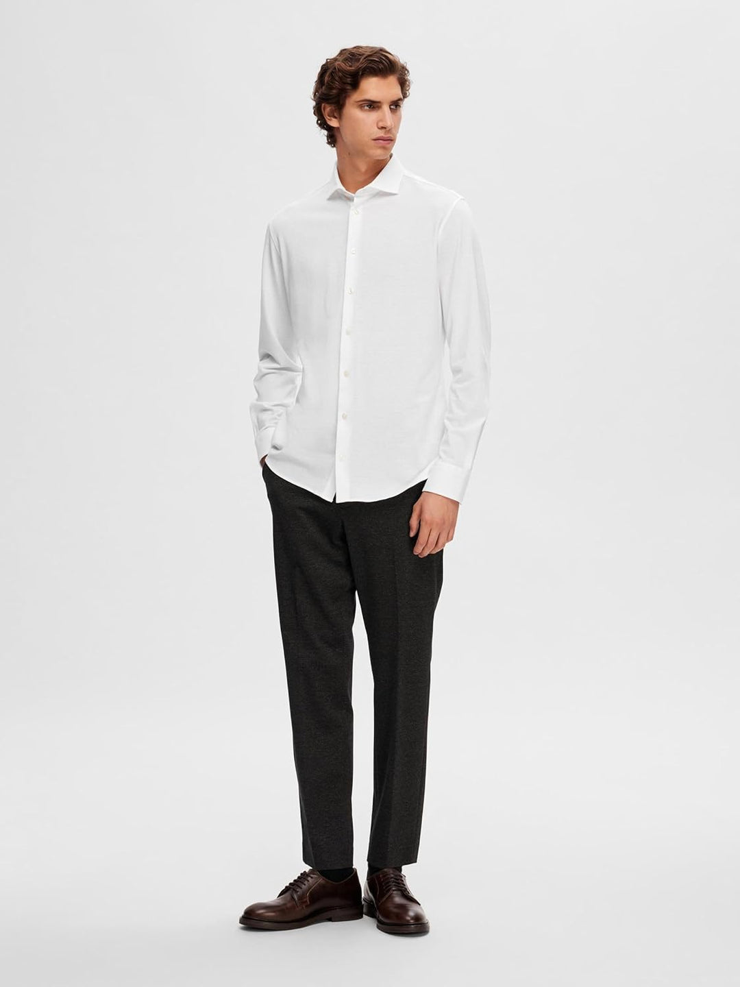 Selected Homme Male Langarmhemd Pikee XXL Bright White, XXL Bright White
