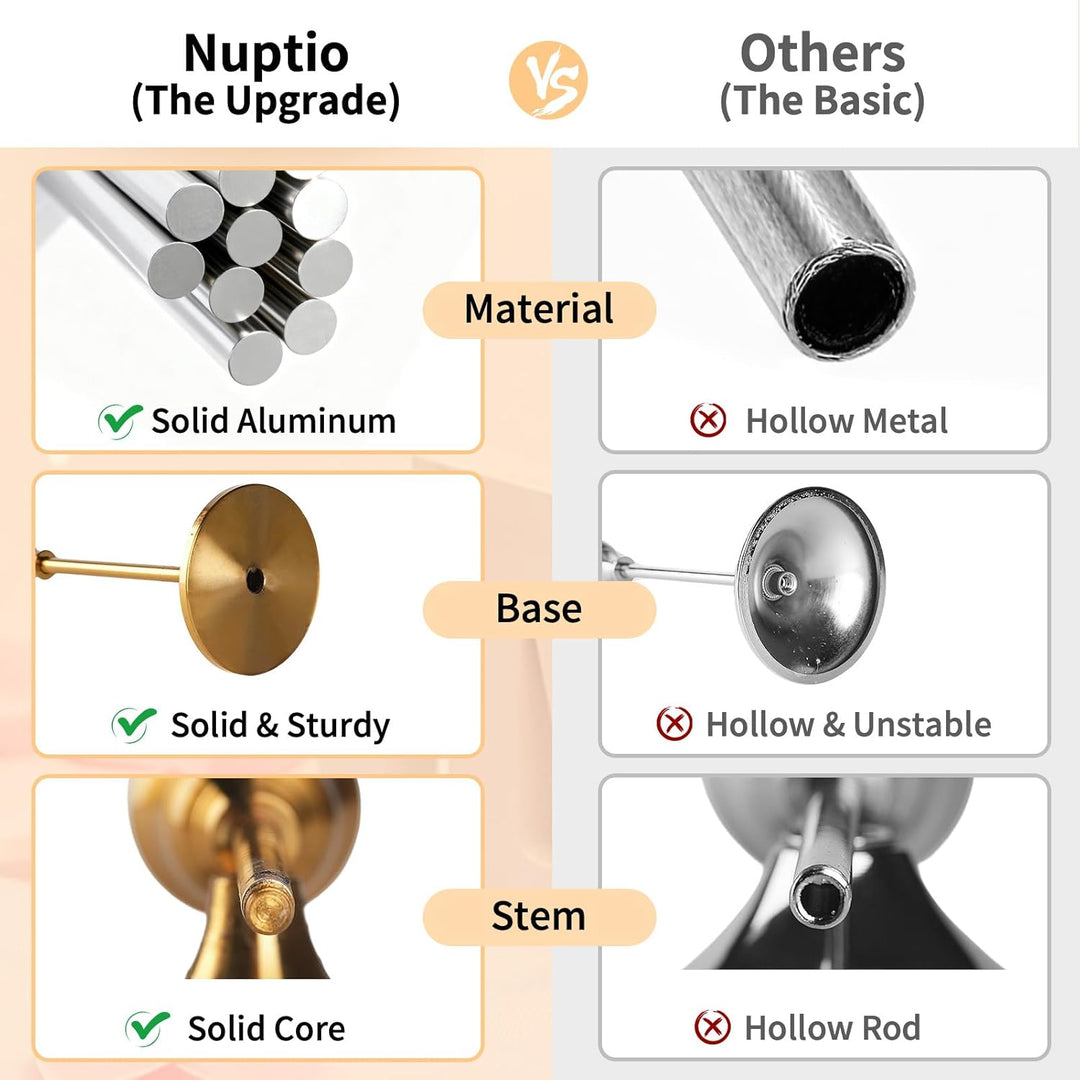 NUPTIO Satz von 5（15 Stück Messing Gold Metall Taper Kerzenhalter, Vintage Kerzen Ständer Herzstück