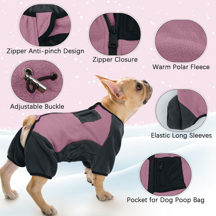 Hundemantel Fleece, Hundejacke mit Beinen Rollkragenpullover Hundejacke Mantel Winter Hundebekleidun