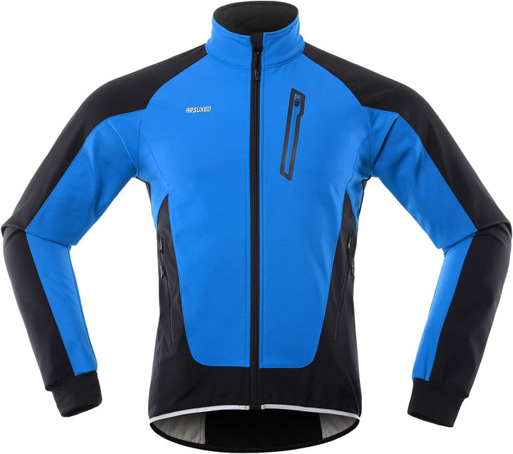 ARSUXEO Herren Winter Fahrradjacke Thermo-Vlies Softshell MTB Fahrrad Outwear Winddicht Wasserdicht
