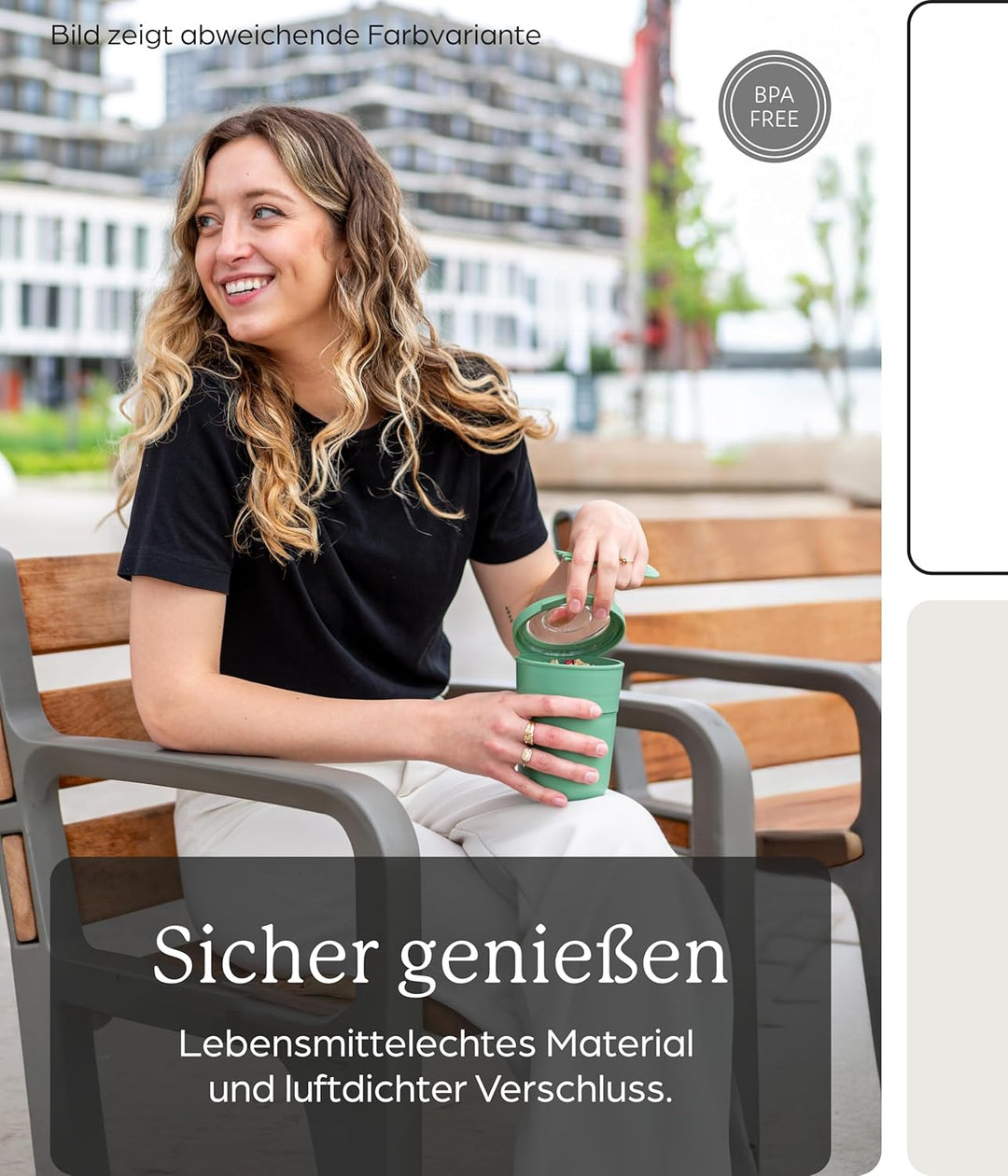 Amuse Müslibecher To Go (450ml + 150ml) | Crunch Cup | Auslaufsicherer Joghurtbecher To Go mit Löffe