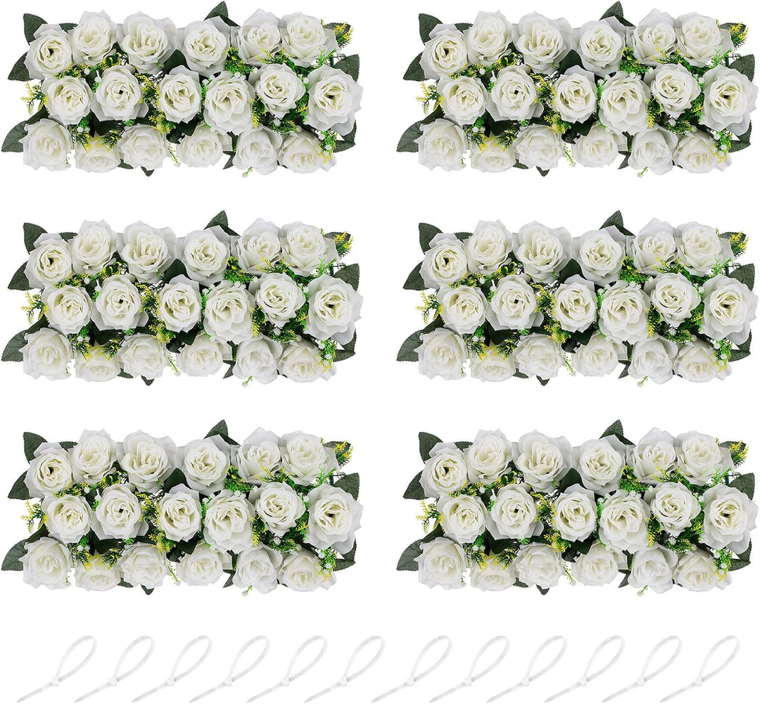 NUPTIO Kunstblumen Mittelstücke für Tische 6 Stück Weisse Blumen 50cm Lang Gefälschte Seidenblumen R