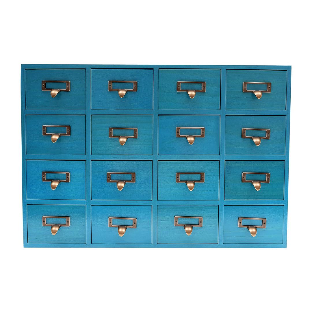 Klein Kommode mit 16 Schubladen, Mini Schubladenschrank Holz Schubladenbox Vintage Aufbewahrungsschr