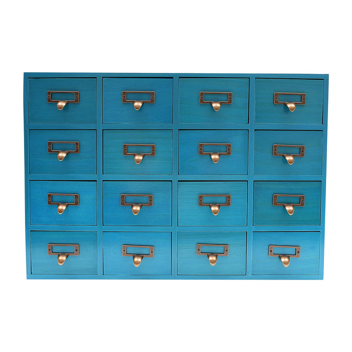 Klein Kommode mit 16 Schubladen, Mini Schubladenschrank Holz Schubladenbox Vintage Aufbewahrungsschr