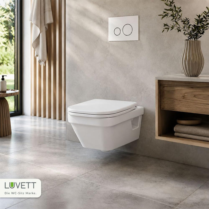 LUVETT® D260 Toilettendeckel mit Absenkautomatik D Form Weiss - SoftClose Klodeckel Abnehmbar - Klob