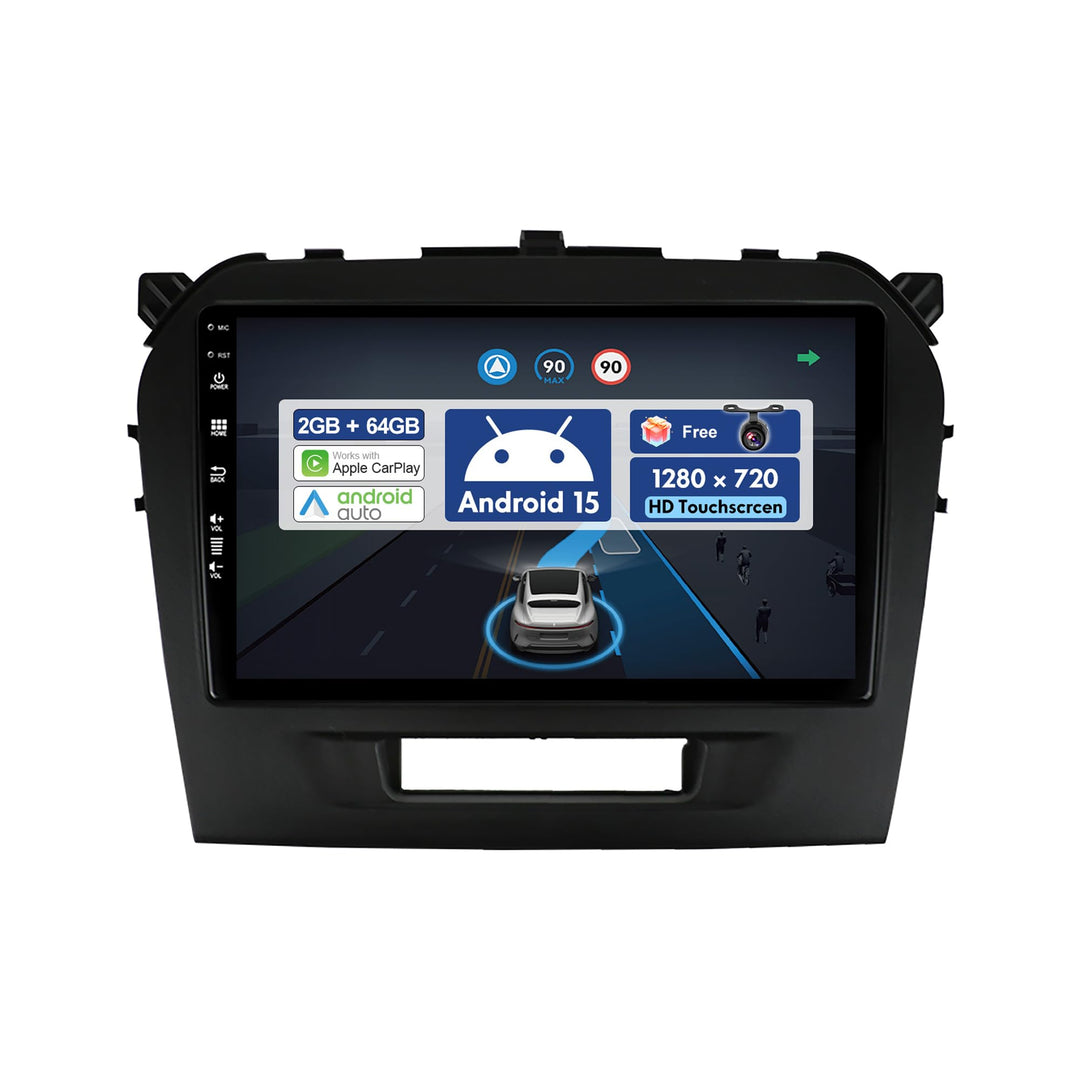 9 Zoll Autoradio für Suzuki Vitara (2014-2020) GPS Navigation - Wireless CarPlay Android Auto - Rück
