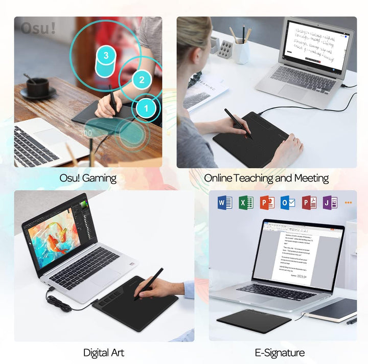GAOMON S620 Stifttablett mit 4 Tasten und Stift, geeignet für Remote Arbeiten & Lernen, Ideal für OS