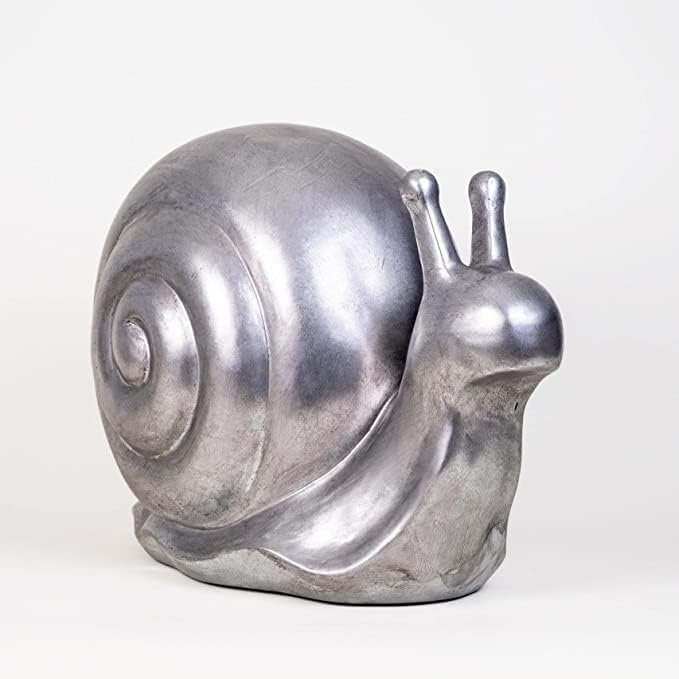 IDYL Moderne Skulptur Figur Sandsteinguss Schnecke |silberfb. | 51x30x36 cm | Dekorationsfigur für j