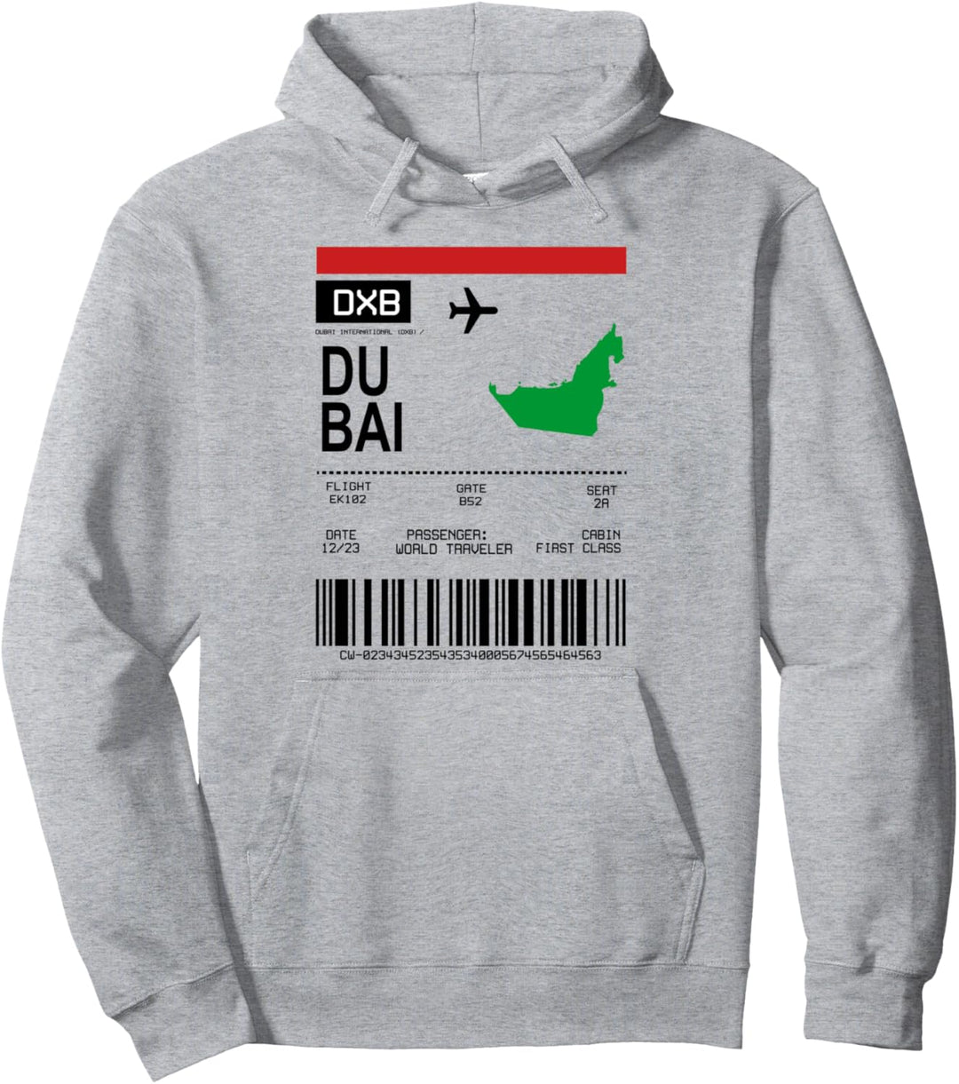 Bordkarte Flugticket Dubai DXB Flughafen Passagier Fluggast Pullover Hoodie