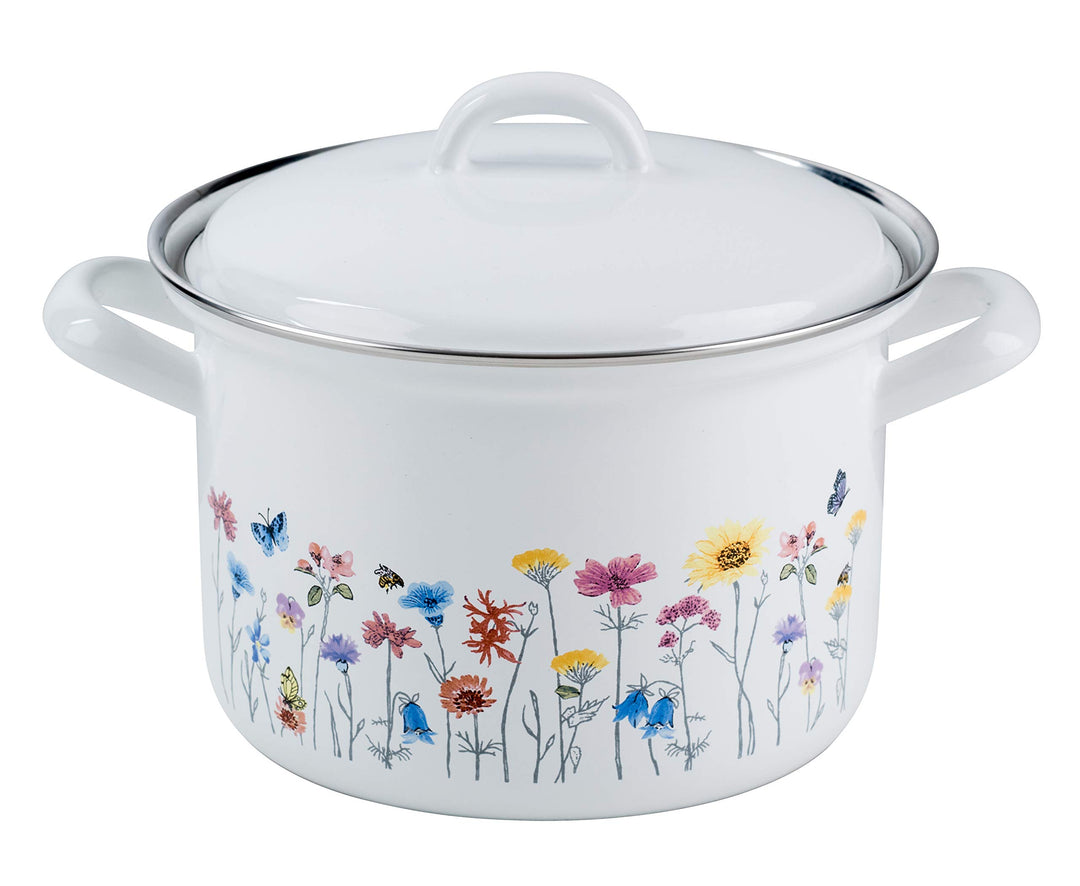 RIESS 0123-070 Fleischtopf mit Deckel, Durchmesser 18 cm, Inhalt 2,5 Liter, Country, SONDERDEKOR FLO