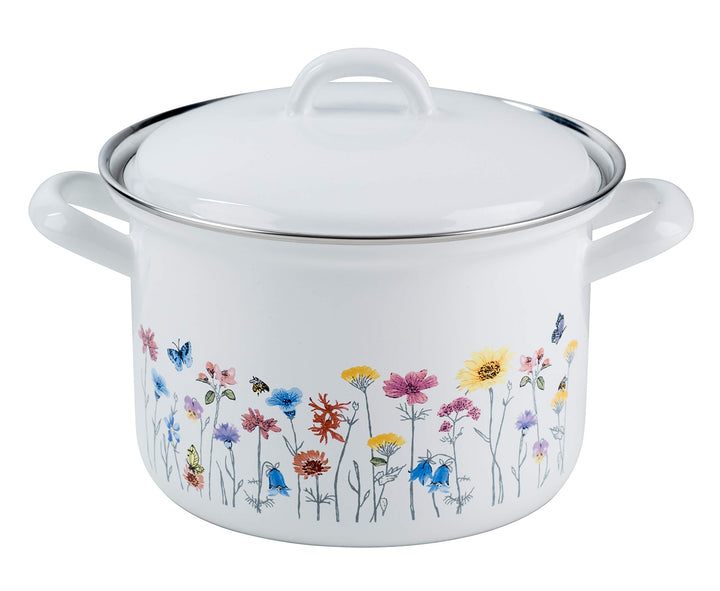 RIESS 0123-070 Fleischtopf mit Deckel, Durchmesser 18 cm, Inhalt 2,5 Liter, Country, SONDERDEKOR FLO