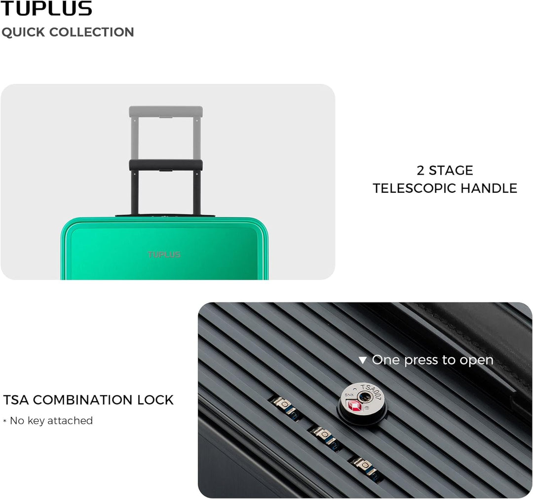 TUPLUS Koffer Aluminium Trolley Rollkoffer mit 4 Rollen Reisekoffer Handgepäck Hartschalenkoffer mit