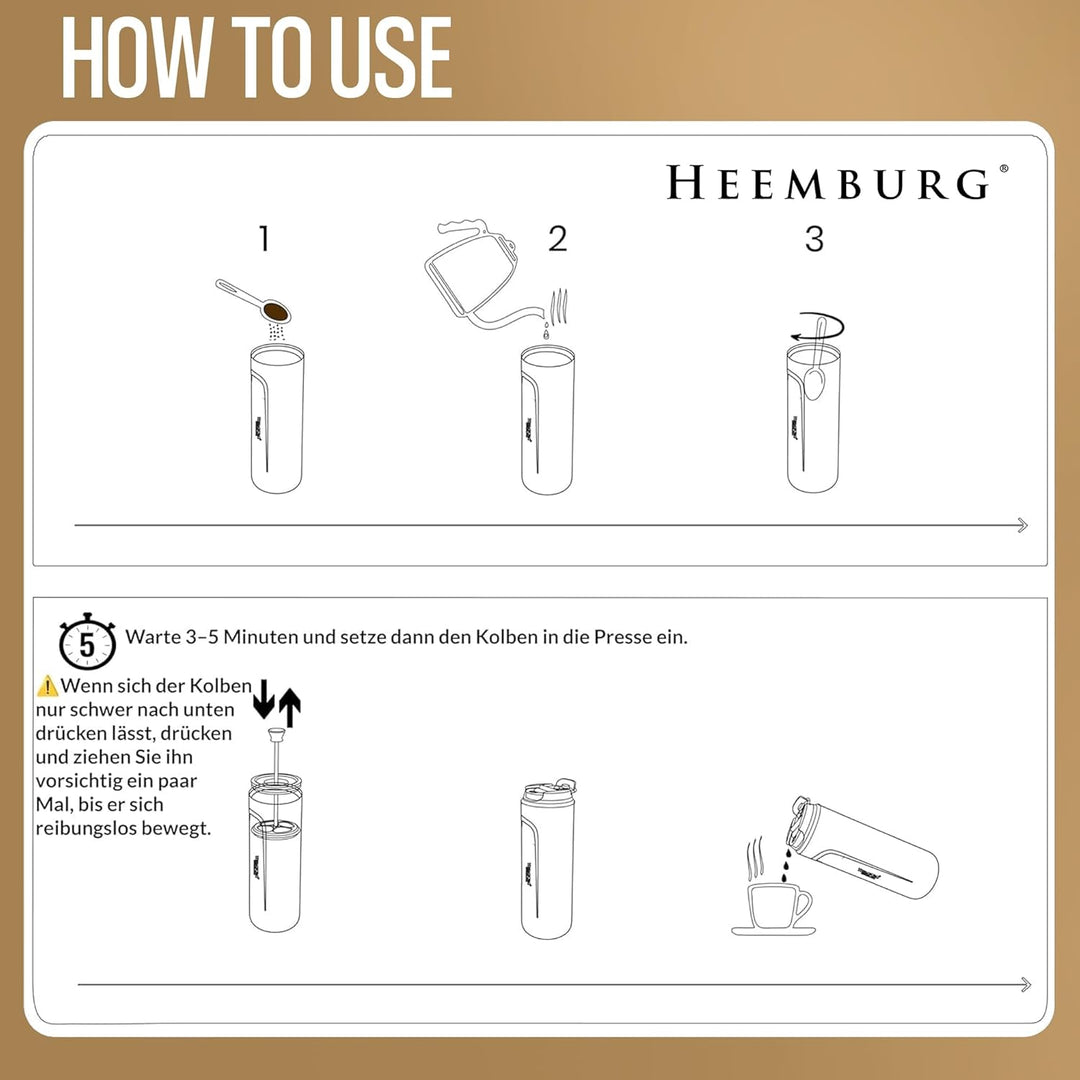 Mini French Coffee Press To-Go aus Edelstahl | unterwegs Thermo Klein Kaffeebereiter doppelwandig is