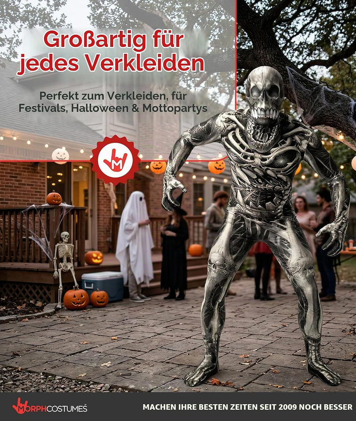 Morphsuits Skelett Kostüm für Erwachsene, Monster Verkleidung, Halloween und Karneval - XL XL Schäde