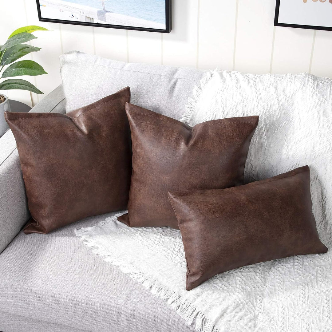 Yaertun Mandioo 2er Pack Luxus Kunstleder und Baumwolle dekorative Kissenbezug Set Kissenbezüge Sofa