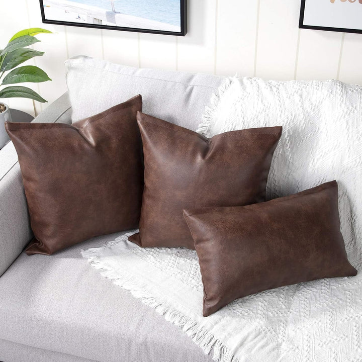 Yaertun Mandioo 2er Pack Luxus Kunstleder und Baumwolle dekorative Kissenbezug Set Kissenbezüge Sofa