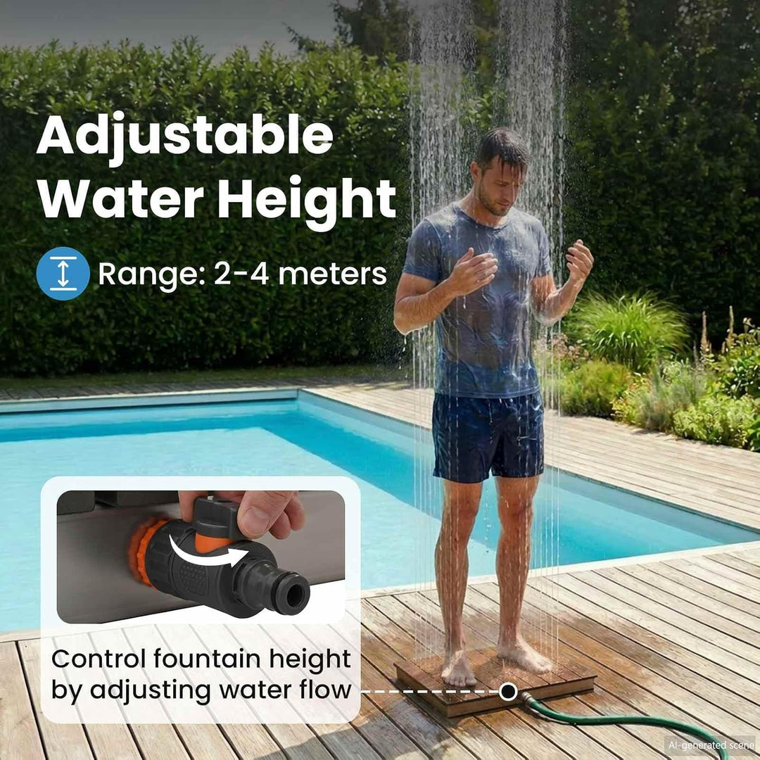 vidaXL Garten Boden Dusche WPC und Edelstahl 201 Braun, mit Fusstaster, 4 m Wasserhöheneinstellung,