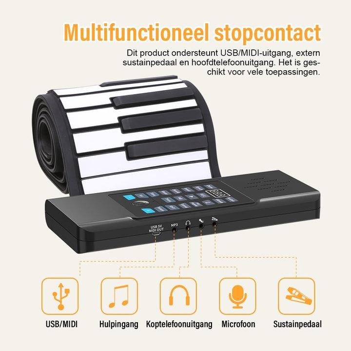 OYAYO Rollpiano 88 Tasten Roll Up Piano Keyboard Unterstützt MIDI mit 128 Tönen und Rhythmen, Rollkl