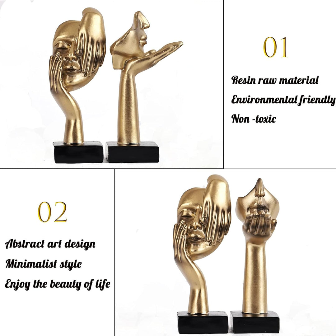 oliruim 2 Stück Denker-Statue, goldene Schwarze abstrakte Kunstskulptur, Moderne Heimdekoration, Sch