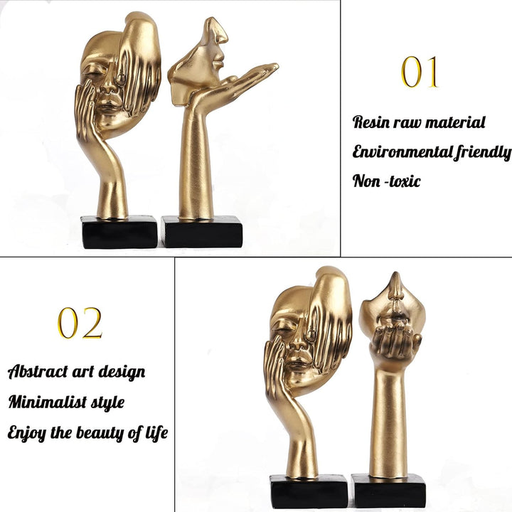 oliruim 2 Stück Denker-Statue, goldene Schwarze abstrakte Kunstskulptur, Moderne Heimdekoration, Sch
