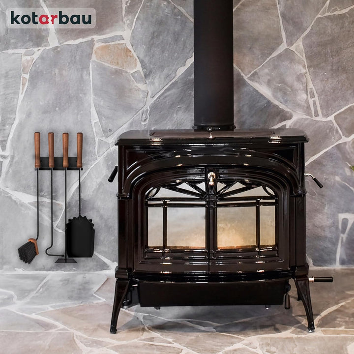 KOTARBAU® Kaminbesteck Schwarz Modern Ofenbesteck Kaminofen Zubehör Kamingarnitur Set Bürste Schaufe