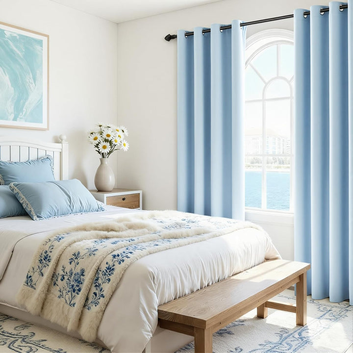 MRTREES Vorhang 100% Blickdicht Schlafzimmer Gardinen mit Ösen 2er Set Dicker Stoff Verdunklungsvorh