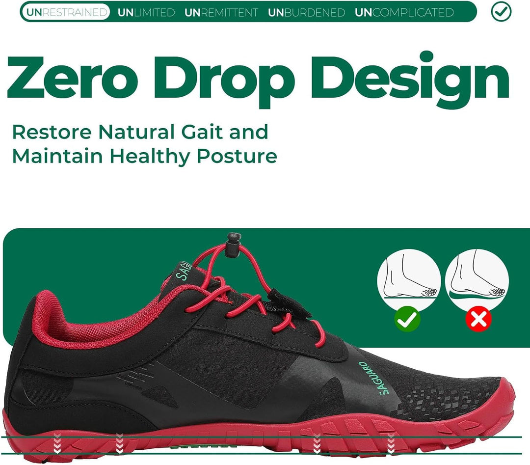 SAGUARO Barfussschuhe Herren Damen Outdoor Sport Fitnessschuhe Traillaufschuhe Gr.35-48 39 EU Ja Rot