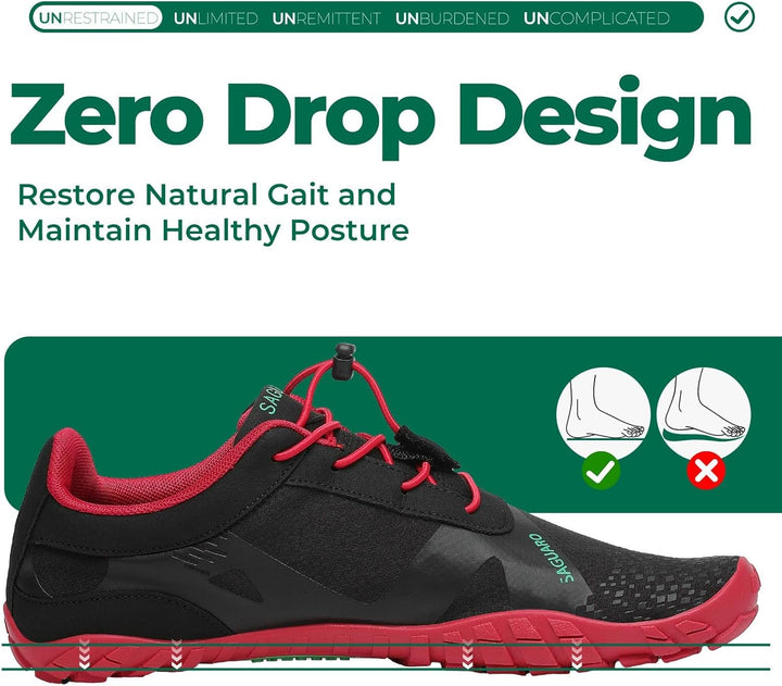 SAGUARO Barfussschuhe Herren Damen Outdoor Sport Fitnessschuhe Traillaufschuhe Gr.35-48 39 EU Ja Rot