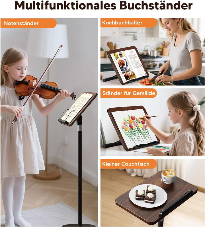 TURNRISE 2 in 1 Buchständer Book Stand Höhenverstellbarer Buchhalter für Boden/Tisch mit XXL-Platte