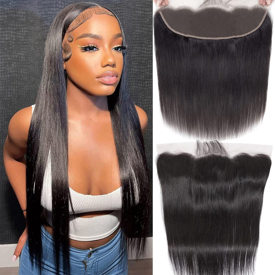 DUAUJUIU Lace Frontal Closure 13x4 Swiss Lace Echte Haare Menschliches Haar Pre Plucked Lace Closure