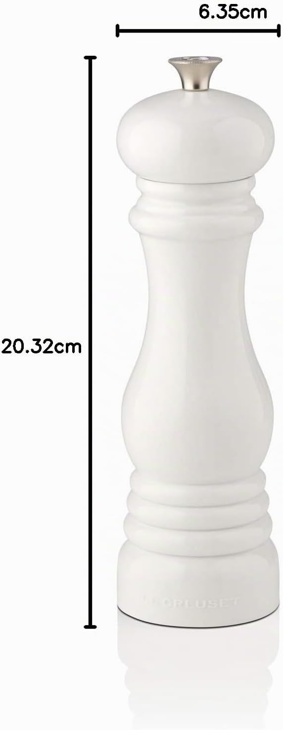 Le Creuset Salzmühle, ABS-Kunststoff, 6,2 x 6,2 x 20,8 cm, Keramik-Mahlwerk, Weiss, 96002000010000 S