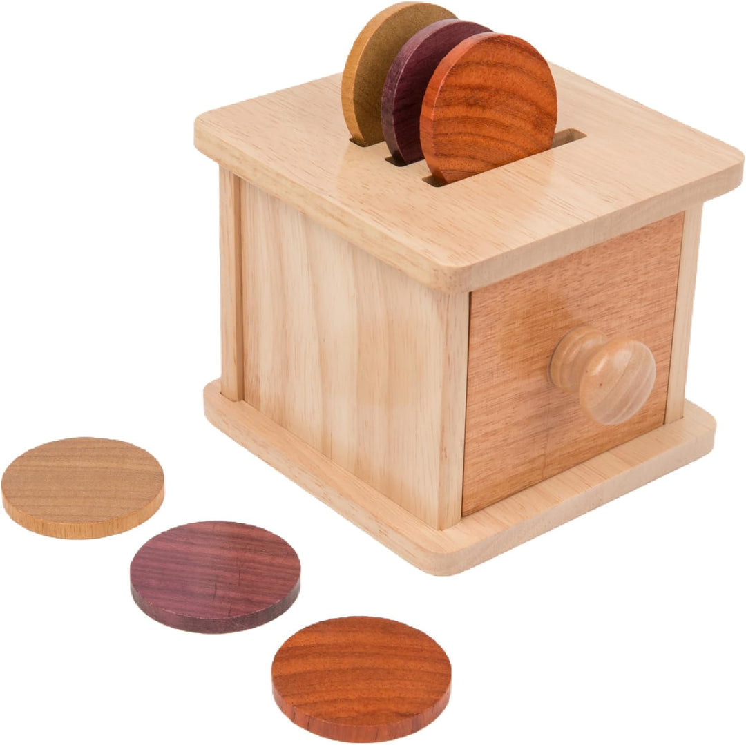 Adena Montessori Münzbox Holz für Babys – 2-in-1 Motorikspielzeug ab 6 Monate – Lernspielzeug für Fe