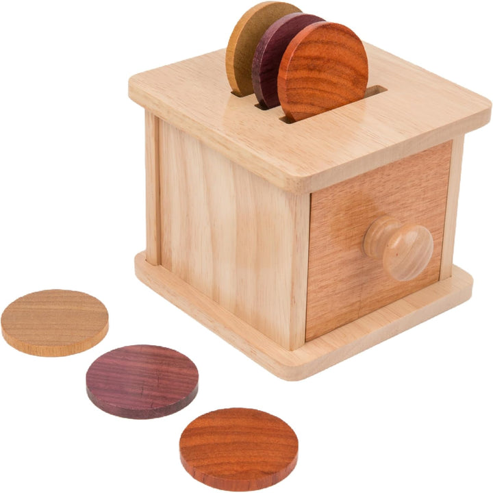 Adena Montessori Münzbox Holz für Babys – 2-in-1 Motorikspielzeug ab 6 Monate – Lernspielzeug für Fe