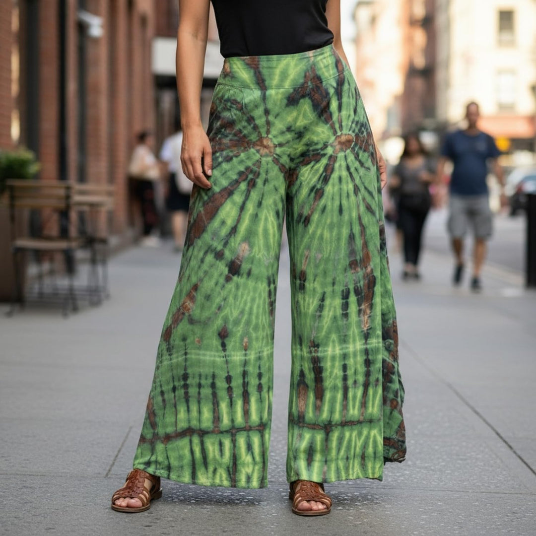 GURU SHOP Batik Hosenrock, Weite Sommerhose, Damen, Rot, Baumwolle, Size:38 38 Grün, 38 Grün