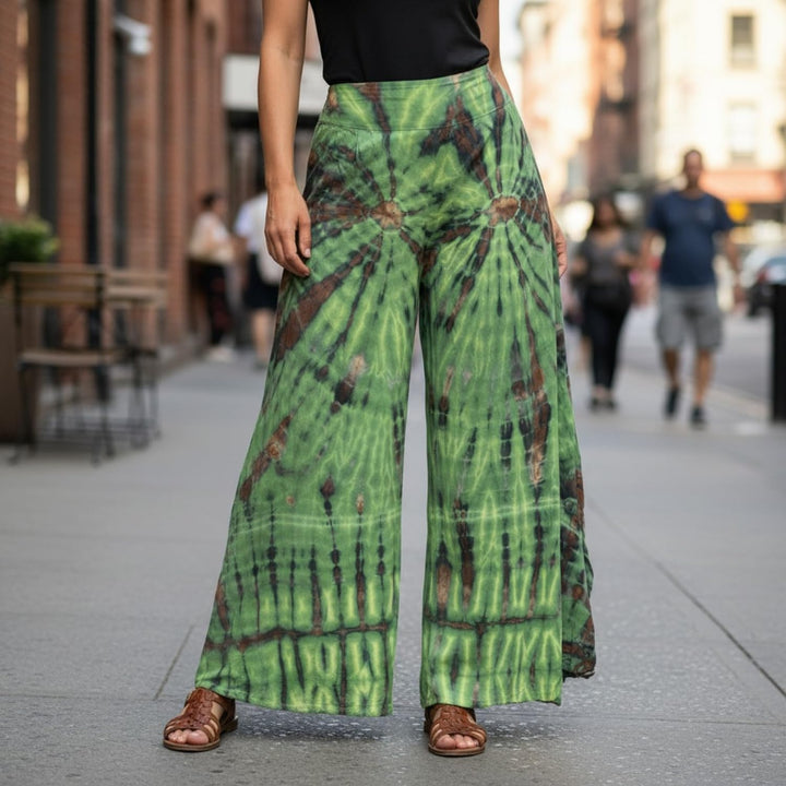 GURU SHOP Batik Hosenrock, Weite Sommerhose, Damen, Rot, Baumwolle, Size:38 38 Grün, 38 Grün