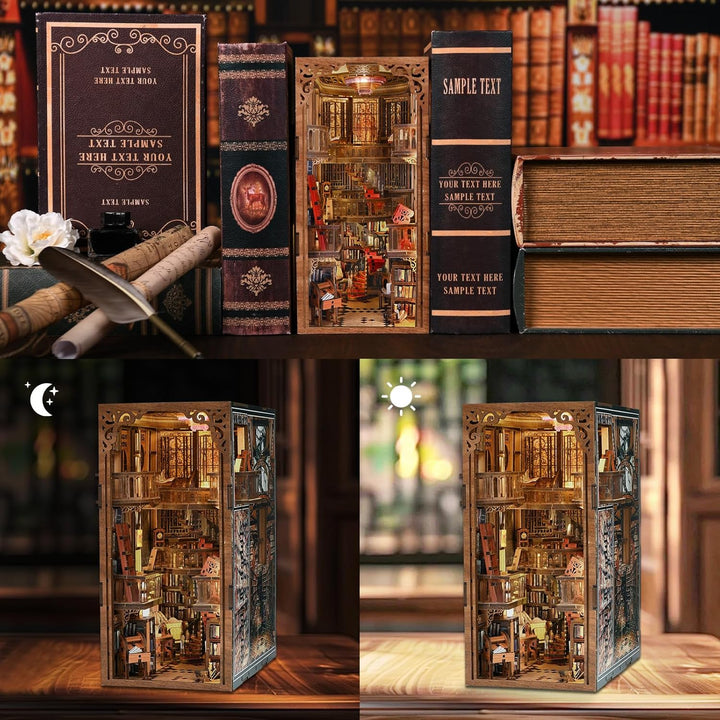 Book Nook Kit, DIY Puppenhaus Buch Ecke Miniatur Kit für Erwachsene Teens, 3D Holzpuzzle Bücherecke