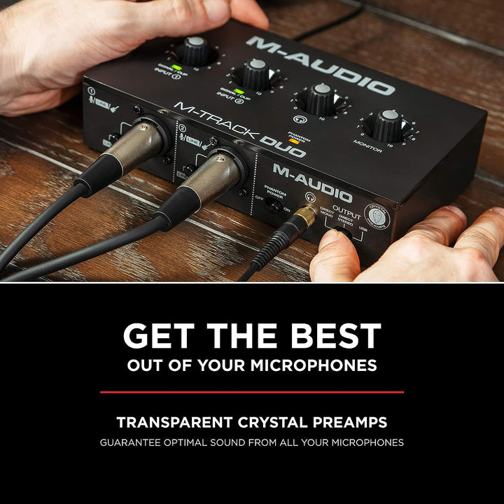 M-Audio M-Track Duo – USB Audio Interface für Aufnahmen, Streaming und Podcasting, mit dualen XLR, L