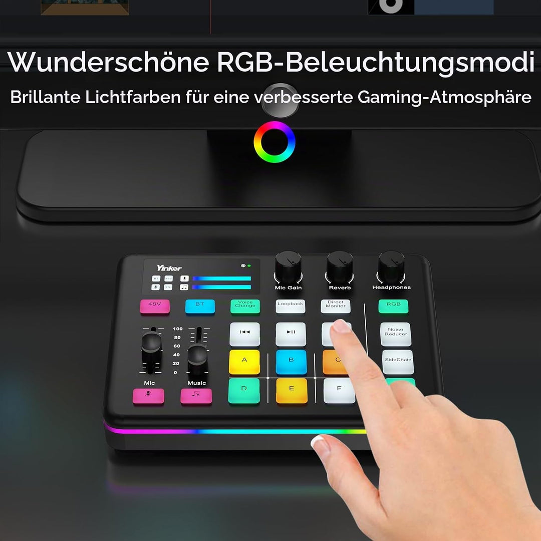 Gaming Audio Mixer Professioneller RGB Audio Soundmixer für Streamer und Content Creator 6 Benutzerd