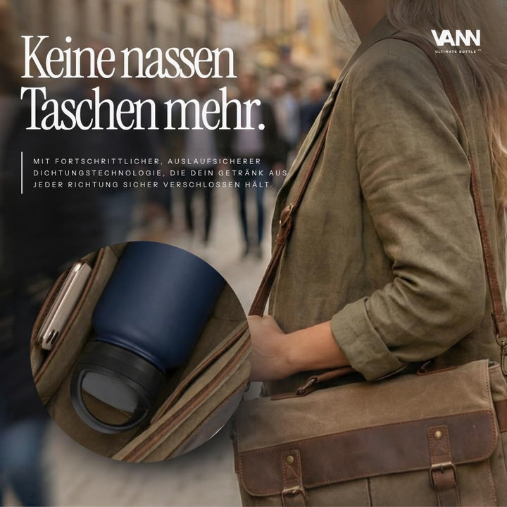 VANN Trinkflasche 650ML mit Strohhalm - 3fach isoliert [24h kalt 12h warm] Love Lila 650 ml, Love Li