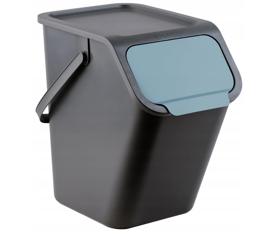 4-er Set Mülleimer und 4-Pack Bioaktivkohlefilter Stapelbox Klick-Deckel Abfalltrennsystem Küche Mül