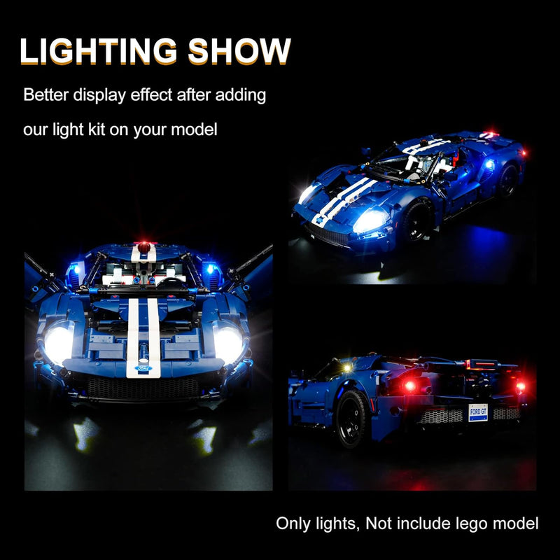 cooldac LED Licht-Kit für Lego 42154 Technic Ford GT 2022 Auto-Modellbausatz, Led Beleuchtungs Set K