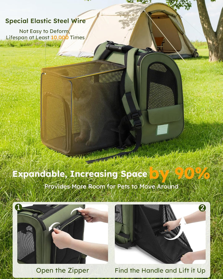 pecute Haustier Expansions Rucksüke für Hund und Katzen mit Front Opening-Mesh Fenstertaschen, Tragb