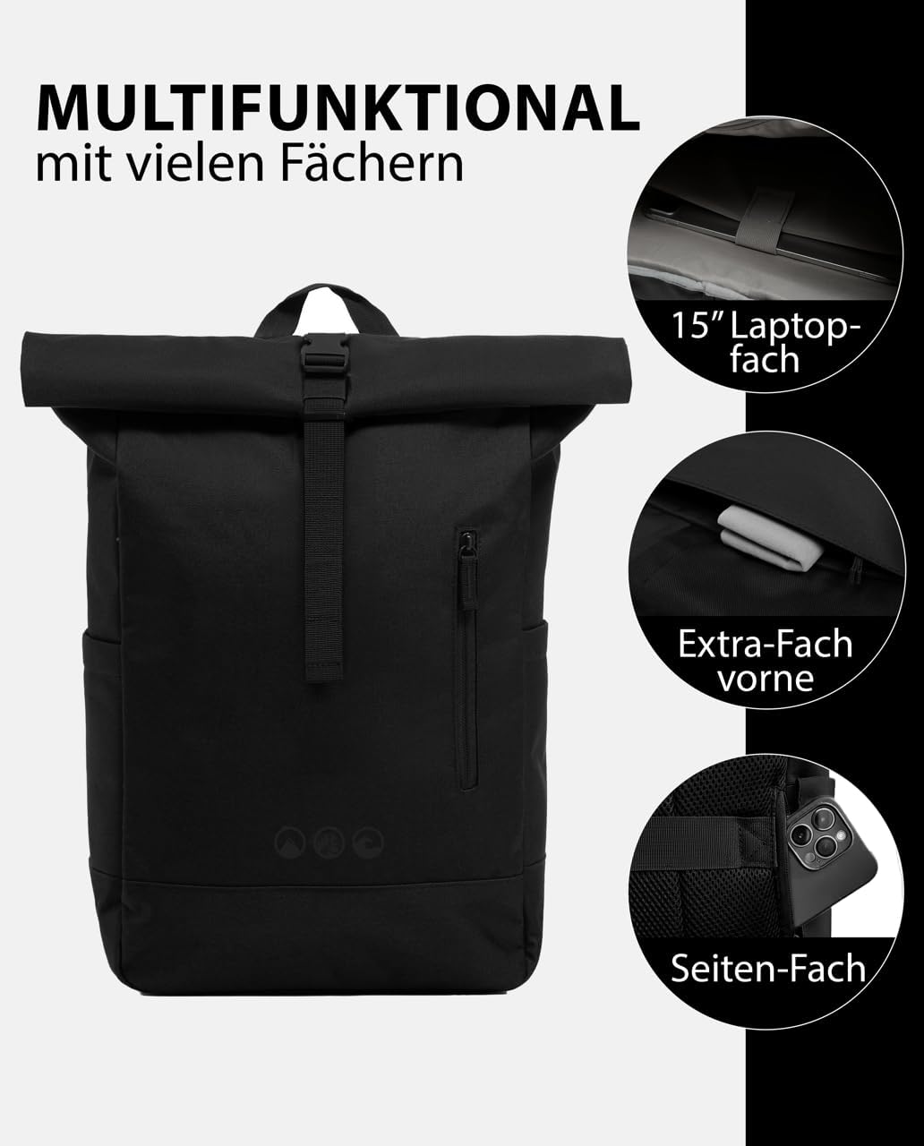 SONS OF ALOHA Roll-Top Rucksack Damen & Herren - NALU Reflektierend gross - Rolltop mit Laptopfach 1