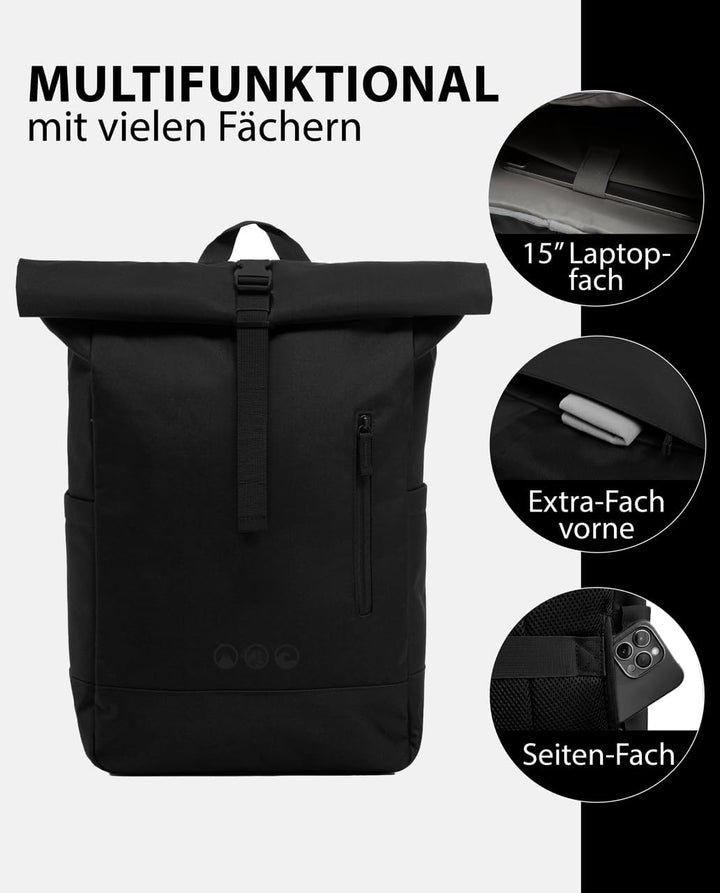 SONS OF ALOHA Roll-Top Rucksack Damen & Herren - NALU Reflektierend gross - Rolltop mit Laptopfach 1