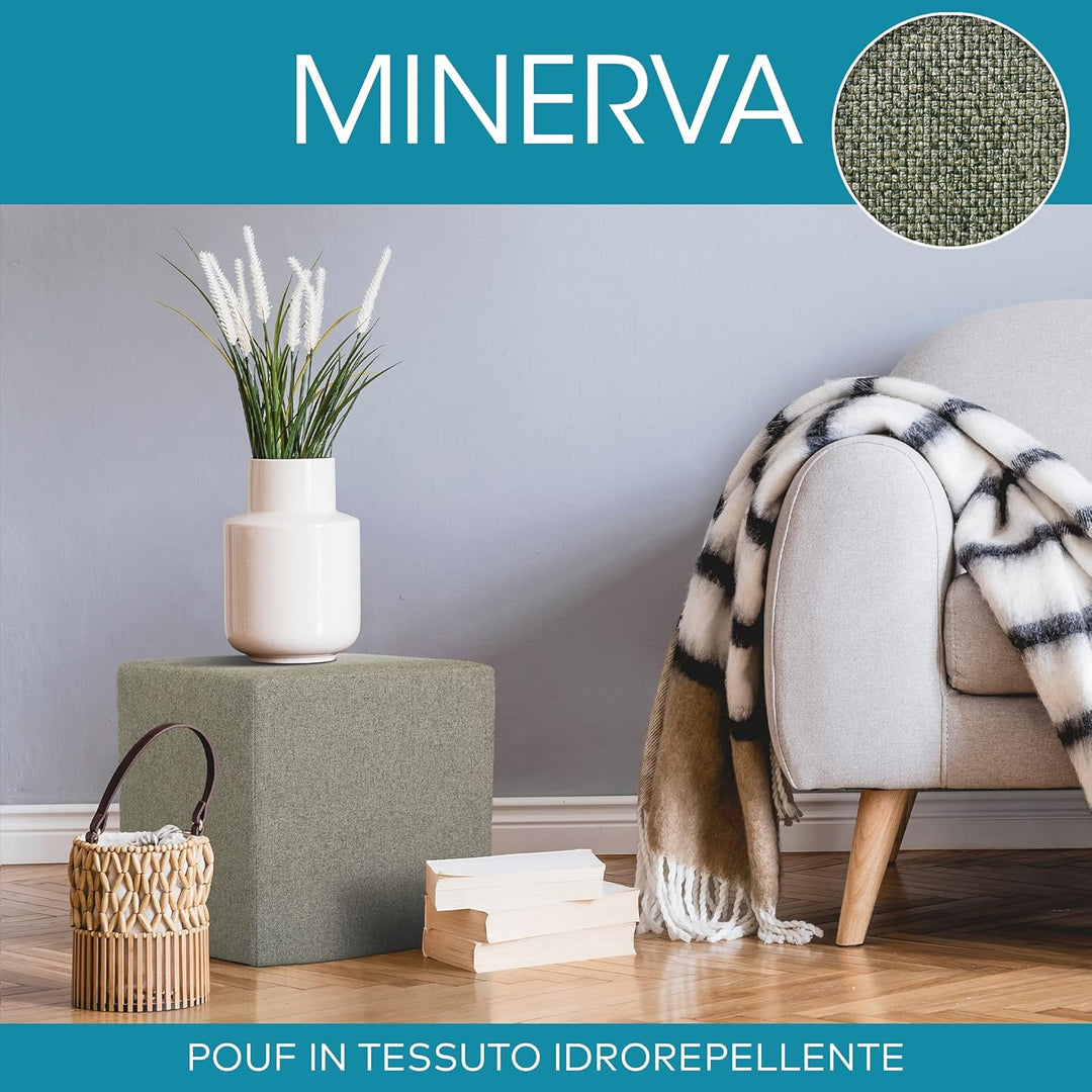 Deshome Pouf hocker Fussstütze 43x43x44 cm Wasserabweisender Stoff: Modernes Design Pouf für Sofa Wo