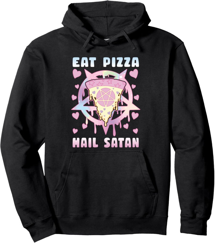 Eat Pizza Hail Satan Occult Satanic Pullover Hoodie