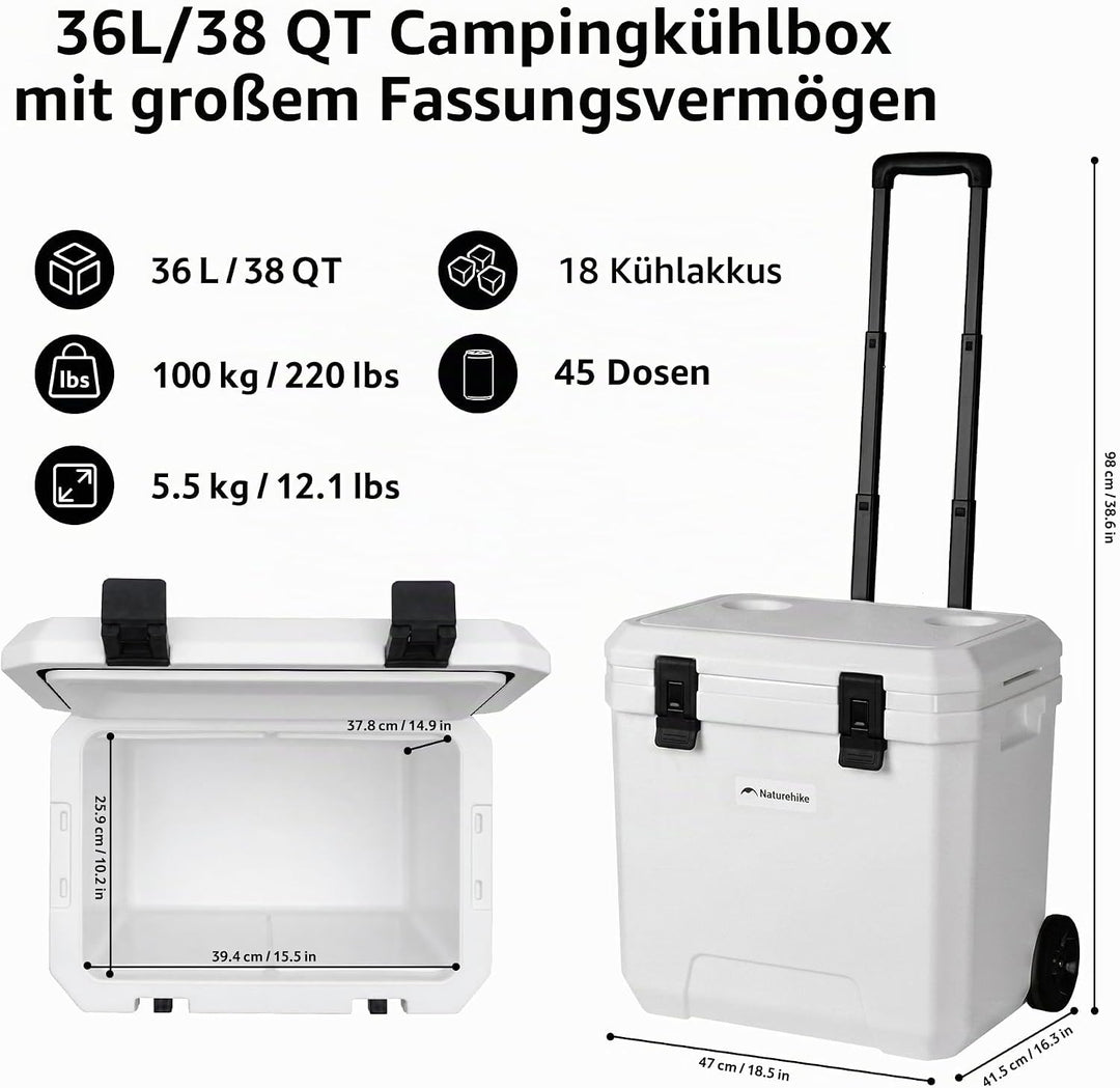 Naturehike Kühlbox 17 Liter/24 Liter/36 Liter Thermobox hochwertige PU Isolierbox 48 Std. Kühlleistu