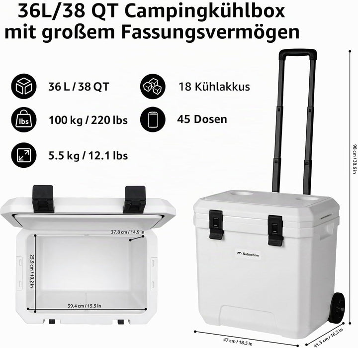 Naturehike Kühlbox 17 Liter/24 Liter/36 Liter Thermobox hochwertige PU Isolierbox 48 Std. Kühlleistu
