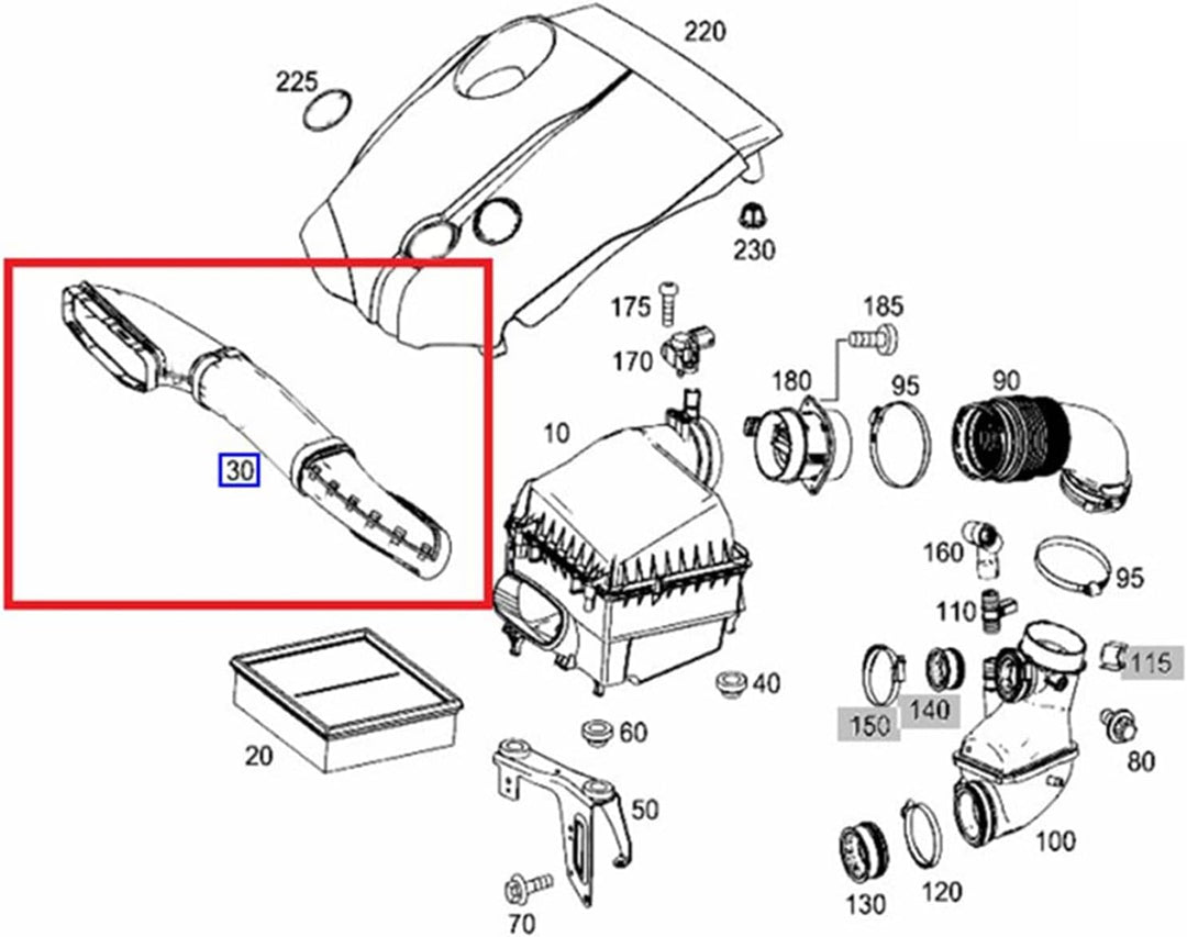 Lufteinlassrohr, Luftansaugschlauch Saugrohr Schwarz Passend für W117 W156 W176 W246 OE: A6510900000